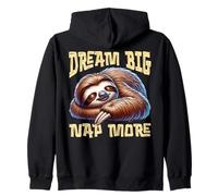 Dream Big Nap More s Lazy Sloth Sleeping Zip Hoodie