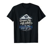 Dream Big Ride Wheels Vintage Biker Badge Graphic T-Shirt