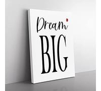 Dream Big Typography Quote Canvas Wall Art Print Ready to Hang, Framed Picture for Living Room Bedroom Home Office Décor, 50x35 cm (20x14 Inch)