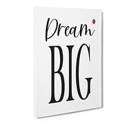 Dream Big Typography Quote Canvas Wall Art Print Ready to Hang, Framed Picture for Living Room Bedroom Home Office Décor, 20x14 Inch (50x35 cm)
