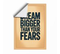 Dream Bigger Than Fears Vintage Unframed Wall Art Print A4 (29.7×21cm), Wall Decor for Living Room, Bedroom, Office & Home, Art Gift