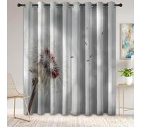 Dream Blackout Eyelet Curtains, Home Decorative Plants Dandelions Seeds Light White Printed Drapes, Thermal Insulated Curtain for Bedroom Living Room, 66 x 72 inch (W x L) 2 panels