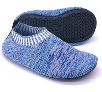 Dream Bridge Adults Non-Slip Knit Slipper Socks Cosy Indoor Floor Work Socks with Rubber Soles Blue
