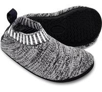 Dream Bridge Adults Non-Slip Knit Slipper Socks Cosy Indoor Floor Work Socks with Rubber Soles Grey