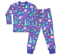 Dream Bridge Christmas Pyjamas Kids, Boys Girls Christmas Pajamas Kids Novelty Pattern Xmas Nightwear Long Sleeve Cotton Toddlers PJs 2 Piece Sleepwear 3 to 8 Years,Purple,6-7 Years