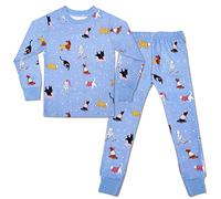 Dream Bridge Kids Pajamas Set, Girls Pjs Boys Pajamas Long Sleeve Cotton Toddlers PJs 2 Piece Sleepwear 3 to 8 Years, Blue Dogs&Cats,3-4 Years