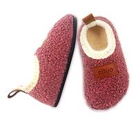 Dream Bridge Kids Sherpa Fleece Slippers with Anti-Slip Sole for Boys Girls DarkPink-New,6.5/7 UK Child