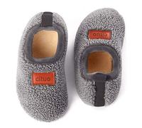 Dream Bridge Kids Sherpa Fleece Slippers with Anti-Slip Sole for Boys Girls Grey,11/11.5 UK Child