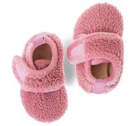 Dream Bridge Kids Velcro Sherpa Fleece Slippers with Anti-Slip Sole for Boys Girls Pink,6.5/7 UK Child