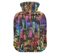 Dream Castle Animation Style Travel hot Water Bottle with Soft Cover, 2L Water Bottle Bag for Neck and Shoulder Pain Relief, Menstrual Cramps, Bolsa para agua Caliente para Dolor