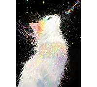 dream cat Diamond Art, 5D Diamond Painting Kits Adults, Crystal Art Mosaic Kits for Beginner, DIY Crafts for Adults 20x30cm, Gem Cross Embroidery Canvas Kit Home Wall Decor, Lady Festival Gifts Z0-819