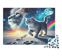 Dream Cat Lion jigsaw 1000 pieces paper puzzle for adults thick eco-friendly educational space animal puzzle home art decor 38x26cm/1000pcs