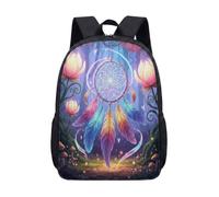Dream Catcher 17 Inch Backpack Fantasy Enchanted Forest School Bag for Kids Teens Starry Night Boho Rucksack (03)