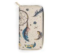 Dream Catcher And Moon Long Wallet with Zip Rodeo Wallet Credit Card Holder Mini Purse Passport Bag for Men Women