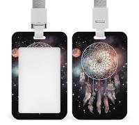 Dream Catcher and Stars ID Badge Holder with & Lanyard - Durable ABS Plastic, Vertical ID Card Holders, Waterproof Badge Reel for Nurse, Teacher, Office & Gym