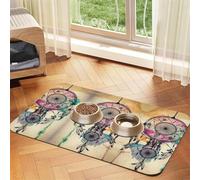 Dream Catcher Art Printed Pet Bowl Mats, Non-Slip And Tasteless Dog And Cat Feeding Mats