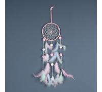 Dream Catcher, Boho Decor Circle Cute Dream Catchers for Room Wall Hanging, Feather Bead Dreamcatcher, Ornaments Decoration Craft Gifts for Home Bedroom Living Room Decor (Pink)