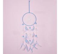 Dream Catcher, Boho Decor Circle Cute Dream Catchers for Room Wall Hanging, Feather Bead Dreamcatcher, Ornaments Decoration Craft Gifts for Home Bedroom Living Room Decor (Blue - 25CM)