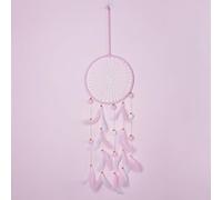 Dream Catcher, Boho Decor Circle Cute Dream Catchers for Room Wall Hanging, Feather Bead Dreamcatcher, Ornaments Decoration Craft Gifts for Home Bedroom Living Room Decor (Pink - 25CM)