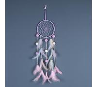 Dream Catcher, Boho Decor Circle Cute Dream Catchers for Room Wall Hanging, Feather Bead Dreamcatcher, Ornaments Decoration Craft Gifts for Home Bedroom Living Room Decor (Purple)