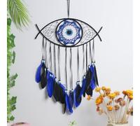 Dream Catcher, Boho Decor Evil Eye Dream Catchers for Room Wall Hanging, Feather Bead Dreamcatcher, Ornaments Decoration Craft Gifts for Home Bedroom Living Room Decor (1# - A)