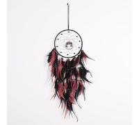 Dream Catcher, Boho Decor Red Black Dream Catchers for Room Wall Hanging, Feather Bead Dreamcatcher, Ornaments Decoration Craft Gifts for Home Bedroom Living Room Decor (Circle)