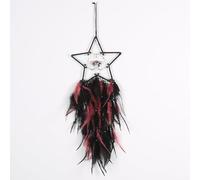 Dream Catcher, Boho Decor Red Black Dream Catchers for Room Wall Hanging, Feather Bead Dreamcatcher, Ornaments Decoration Craft Gifts for Home Bedroom Living Room Decor (Star)
