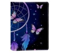 Dream Catcher Butterflies Replaceable Book Cover, Reusable PU Leather Book Protector, Suitable for 148x210 mm Notebooks