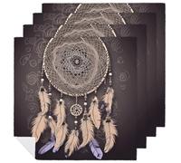 Dream Catcher Cloth Napkin 4 PCS Table Dinner Napkins Washable & Reusable Cloth Napkins Washable Tablecloth for Party, Wedding, Lunch, Dinners, Banquet, Christmas