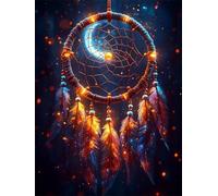 Dream Catcher Diamond Art Kits Adults, 5D Full Drill Diamond Painting Feather 40x50 cm DIY Crystal Art Cross Stitch Embroidery Pictures Crafts Gem Sequin Canvas Paintings for Home Wall Decor H-176