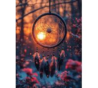 Dream Catcher Diamond Art Kits Adults, 5D Full Drill Diamond Painting Sunset 30x40 cm DIY Crystal Art Cross Stitch Embroidery Pictures Crafts Gem Sequin Canvas Paintings for Home Wall Decor H-142