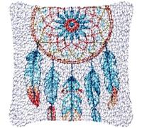 Dream Catcher DIY Latch Hook Pillow Kits Easy for Beginners Crochet Yarn Hook and Latch Throw Pillowcase Printed Cushion for Christmas Home Decor 17x17inch(1)