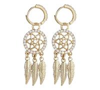 Dream Catcher Earrings, Silver Rhinestone Long Earrings, Vintage Dream Catcher Dangle Earring, Unique Geometric Spring Holiday Jewelry, For Women And Girls