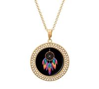Dream Catcher Feather Necklace for Women Adjustable Jewelry Pendant for Mom Wife Girlfriend Gifts Golden-style