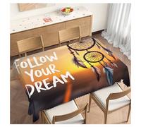 Dream Catcher Follow Your Dream Dining Table Cover Dust-Proof Table Cloth Washable Tablecloths For Kitchen Home 137X183Cm