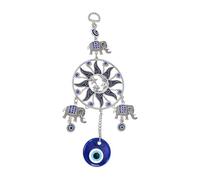 Dream Catcher Good Luck, Blue Eye Wind Chime Dreamcatcher Automotive, Blue Evil Eye And Lucky Elephant Pendant, Automotive Decor, Lucky Ornament