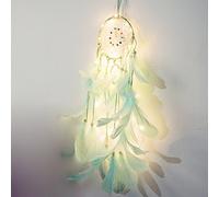Dream Catcher Hand Made Gift, Dreamcatcher 2 Meter 20LED Lighting Girl Room Bell Bedroom Romantic Hanging Decoration, Girls Hanging Dreamcatcher Creative Present Accessories (D)