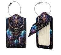 Dream Catcher Luggage Tag for Suitcase PU Leather Suitcase Tag with Stainless Steel Loop and Address Card Baggage Tags Cute Bag Name Travel Tags ID Labels for Women Men 1 PC