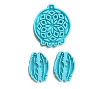Dream Catcher Mold Silicone Keychain Pendants Epoxy Resin Casting Feather Shape Earrings Clay Molds for