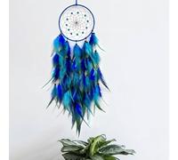 Dream Catcher, Night Moon Dream Catcher Hanging Decoration, Blue and Brown Feather Craft Gifts, Wall Hanging Decoration Suitable for Children's Bedroom, Living Room and Girl's Dormitory