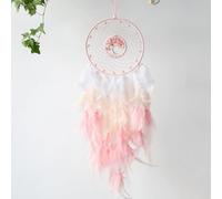 Dream Catcher, Night Moon Dream Catcher Hanging Decoration, Colorful pink Feather Craft Gifts, Wall Hanging Decoration Suitable for Children's Bedroom, Living Room and Girl's Dormitory