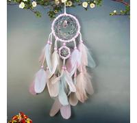 Dream Catcher, Night Moon Dream Catcher Hanging Decoration, Colorful pink Feather Craft Gifts, Wall Hanging Decoration Suitable for Children's Bedroom, Living Room and Girl's Dormitory