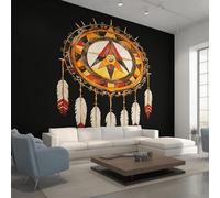 Dream Catcher Photo Wallpaper for Bedroom, Dreamcatchers Native American Wall Mural for Living Room, Black Wallpaper 400x280 Nonwoven Wall Paper Home Decor W44
