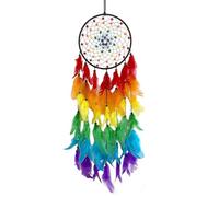 Dream Catcher Rainbow, Rainbow Dream Catcher, 73cm Traditional Feather Hanging Decoration for Bedroom