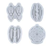 Dream Catcher Resin Mold Epoxy Dream Catcher Keychain Mold Silicone Keychain Pendant Feather for Earring Silicone Set for Resin
