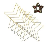 Dream Catcher Rings, 30cm Star Shaped Metal Ring, Christmas DIY Macrame Star Wreath Frame, 6pcs Gold For Craft Wall Decoration Holiday Hanging