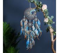 Dream Catcher Soft, Lmitation Crystal Dream Catcher Hanging Decoration, Blue Brown Feather Craft Gifts, Wall Hanging Decoration Suitable for Children's Bedroom, Living Room and Girl's Dormitory