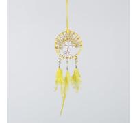 Dream Catcher, Tree of Life Dream Catchers for Room Wall Hanging Boho Decor, Feather Bead Dreamcatcher, Ornaments Decoration Craft Gifts for Home Bedroom Living Room Decor (1# - Yellow)