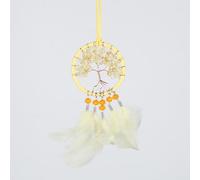 Dream Catcher, Tree of Life Dream Catchers for Room Wall Hanging Boho Decor, Feather Bead Dreamcatcher, Ornaments Decoration Craft Gifts for Home Bedroom Living Room Decor (2# - Yellow)