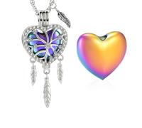 Dream Catcher Urn Necklace Heart Cremation Jewelry for Ashes for Women Men Angel Wing Flower Memorial Hollow Pendant